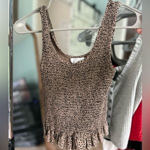 Leopard print smocked tank